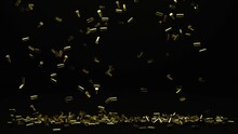 Realistic 3D Rendered 9mm Shell Casings Falling On Floor Into A Pile