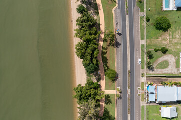 Wall Mural - Overhead view of Cardwell beach located in Far North Queensland Australia opposite Hinchinbrook Island.