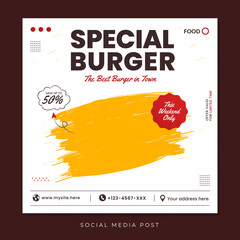 Wall Mural - Special burger social media promotion banner template