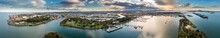 Aerial Panoramic Dusk View Of Gladstone Town And Port In Queensland Australia