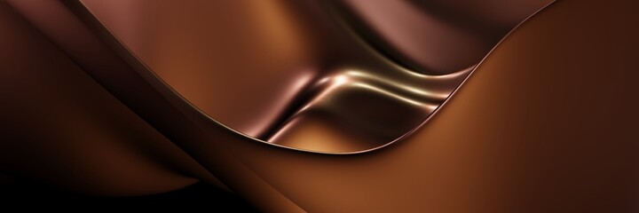 Wall Mural - Wave fluid metal gradient 3d rendering background illustration. Soft metallic copper colors