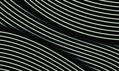 Poster - silver metallic abstract curved lines on black background. abstract 3d steel silver luxury backgroun