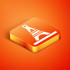 Poster - Isometric Eiffel tower icon isolated on orange background. France Paris landmark symbol. Vector