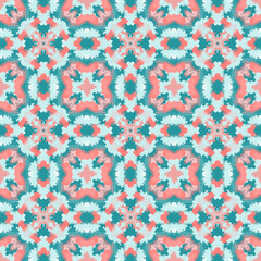  Abstract kaleidoscope background. Colorful seamless patterns. Geometric design elements. Repeat Tie Dye. Ethnic Persian Motif. Rainbow wallpaper, fabric, furniture print. Psychedelic style.