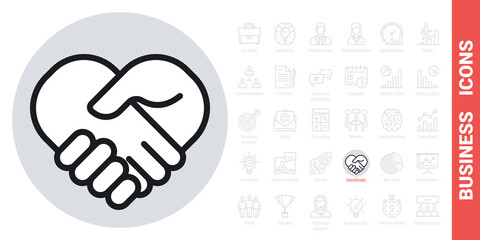 Handshake or partnership concept icon. Simple black and white version from a series of business icons