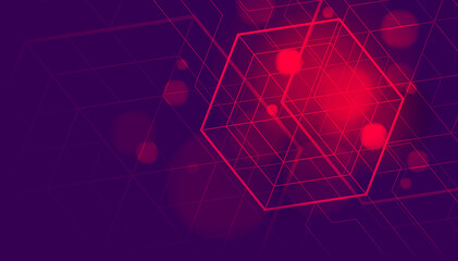 Poster - abstract digital technology and connection geometric lines on background. digital data visualization