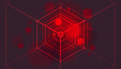 Poster - abstract digital technology and connection geometric lines on background. digital data visualization