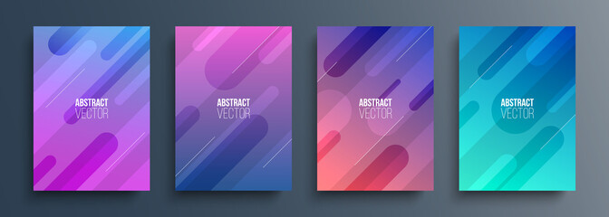 Leinwandbilder - Cover templates with dynamic lines. Futuristic abstract background with soft color gradient for your graphic design. Vector illustration.