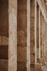 Poster - Vertical shot of the columns of an old temple of Queen Hatshepsut