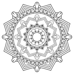 Wall Mural - Mandala. Antistress coloring book. Template for mehendi. Oriental drawing. Vector illustration. Isolated on a white background