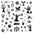 fairytale character magician shaman - icon set,doodles