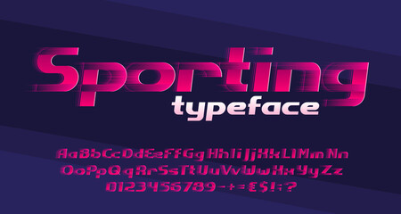 Poster - Sporting alphabet font. High speed effect letters, numbers and symbols. Uppercase and lowercase. Stock vector typescript for your design in sport style.