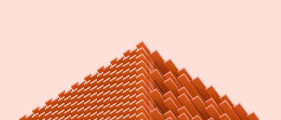 Aufkleber - Abstract lines Modern architecture Background. minimal futuristic Block and Detail with Geometric Shape Pattern and Composition on Orange. copy space, digital, banner -3d Rendering