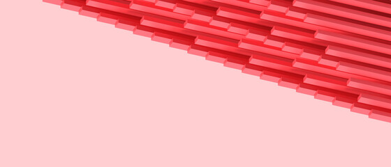 Wall Mural - Abstract lines Modern architecture Background. minimal Detail with Geometric Shape Block Pattern Design and Composition on Red. copy space, digital, banner -3d Rendering