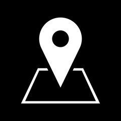 Poster - location pointer pin hotspot sign on map flat icon. vector image.