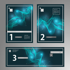 Fototapete - set of abstract cards with liquid lines. applicable for covers, placards, posters, flyers and banner