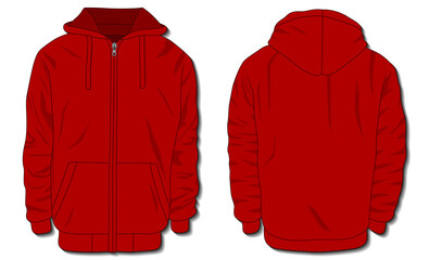 Hoodie jacket with zipper. Mockup template