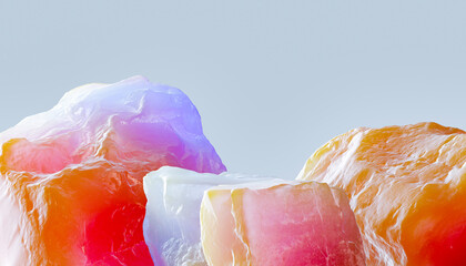 Wall Mural - colorful gradient rocks stone podium, futuristic 3d material rendering for product design background