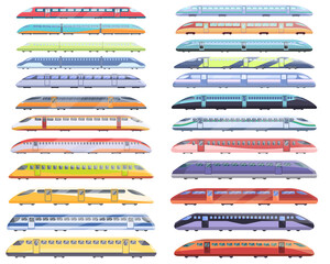 Wall Mural - high-speed transportation icons set. cartoon set of high-speed transportation vector icons for web d
