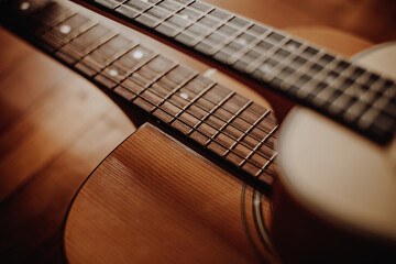 Sticker - Closeup of two guitars' necks that were put on one another