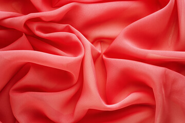 Wall Mural - bright red fabric draped with large folds, textile background