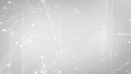 Abstract white gray polygon tech network with connect technology background. Abstract dots and lines texture background. 3d rendering.