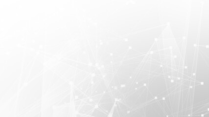 Aufkleber - Abstract white gray polygon tech network with connect technology background. Abstract dots and lines texture background. 3d rendering.