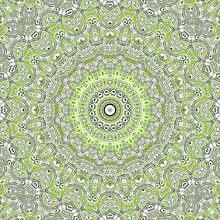 Seamless Kaleidoscopic Pattern.Green, Gray Ornament On A White Background. Mandala.