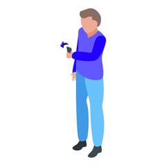Poster - Boy phone repost icon. Isometric of Boy phone repost vector icon for web design isolated on white background