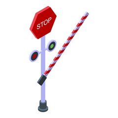 Poster - Stop sign barrier icon. Isometric of Stop sign barrier vector icon for web design isolated on white background