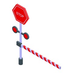 Poster - Railway track barrier icon. Isometric of Railway track barrier vector icon for web design isolated on white background