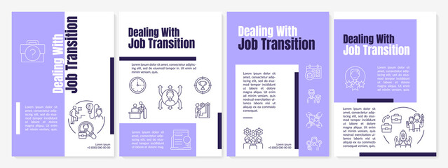 Dealing with job transition brochure template. Career change. Flyer, booklet, leaflet print, cover design with linear icons. Vector layouts for presentation, annual reports, advertisement pages