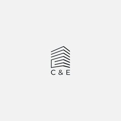 Sticker - abstract building letter C and E logo