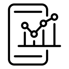 Poster - Result money graph on phone icon. Outline Result money graph on phone vector icon for web design isolated on white background