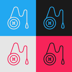 Poster - Pop art line Yoyo toy icon isolated on color background. Vector