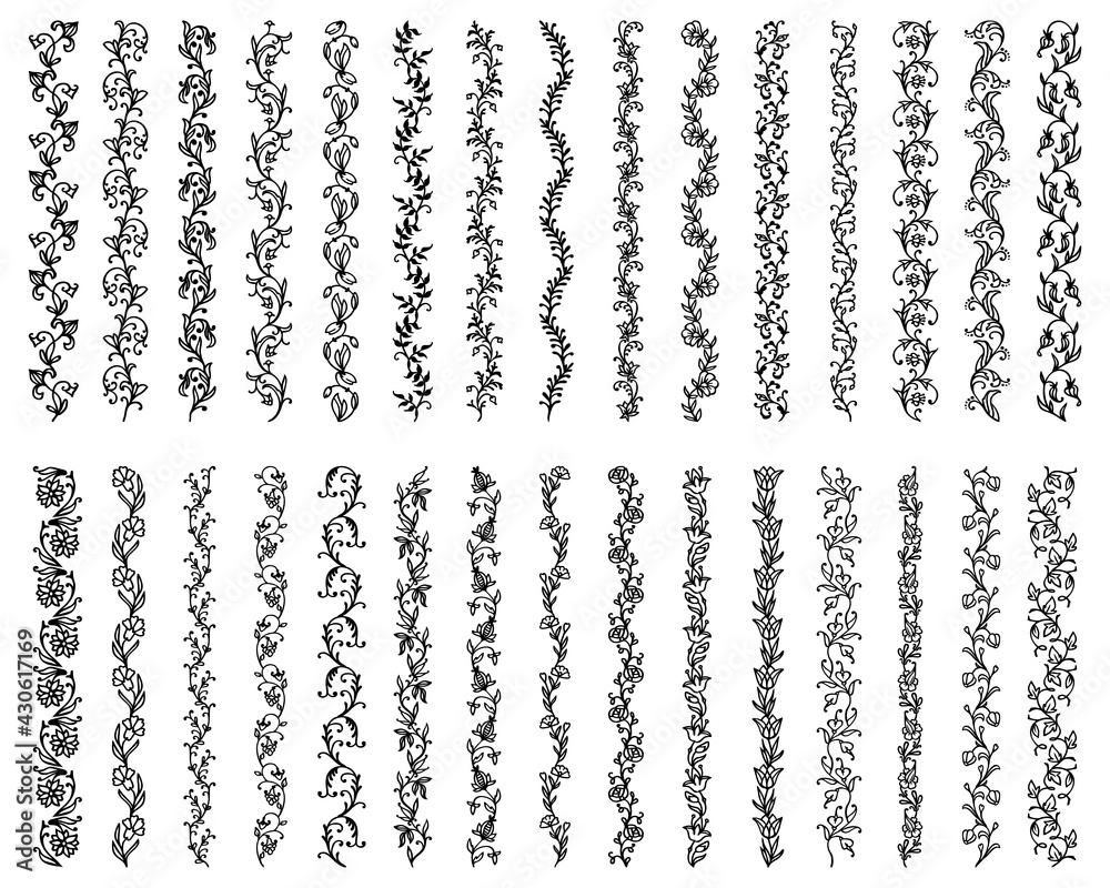 Flourish borders and frames, floral ornament motif dividers, vector  decorations. Vintage flower embellish or borders and corner frames decor,  scroll swirl divider with flower and leaf filigree swash Stock Vector |  Adobe, image size:1000x800