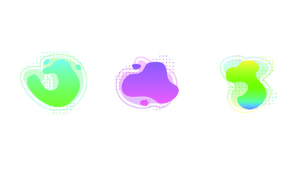 Poster - Abstract Set Liquid Color Collection Geometric Shapes Fluid Gradient Dynamic Elements Banner Logo Vector Desgin Style Trendy