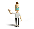 3D illustration of happy young man wearing hygienic mask
