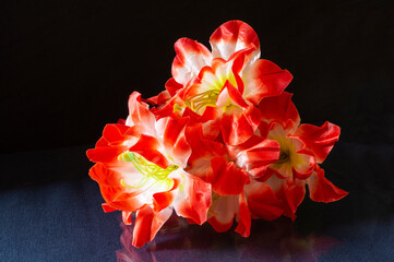 Artificial flowers.Beautiful and bright background close-up.