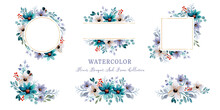 Watercolor Wild Flower Bouquet And Frame Collection