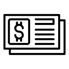 Poster - Dollar invoice icon. Outline Dollar invoice vector icon for web design isolated on white background
