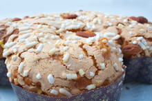 Colomba, Italian Easter Cake, Colomba Pasquale, Close Up, Easter, Sugar Covered, Almonds, Italian Tradition, Delicious Cake, White Backgroound