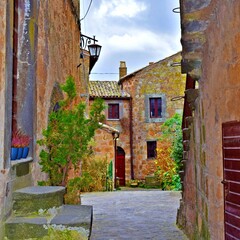 landscape of the medieval village of Civita di Bagnoregio in Viterbo, Italy