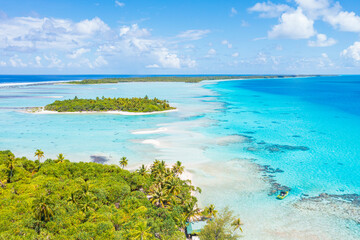 Wall Mural - rising sea levels and climate change concept photo french polynesia. global warming and rising sea l