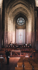 Canvas Print - Vertical shot of the ancient Holy Trinity Cathedral in Auckland, New Zealand