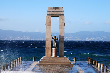 Statue in the middle of a storm. Reggio Calabria, winter 2010.