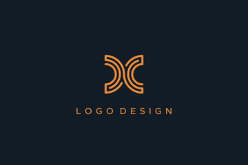 Leinwandbilder - Abstract Initial Letter D and C Infinity Logo. Monogram Geometric Line DC Linked Letter isolated on Blue Background. Usable for Business and Branding Logos. Flat Vector Logo Design Template Element.