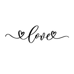 Wall Mural - Love. Beautiful typography background with hand drawn word. Handmade vector modern calligraphy.