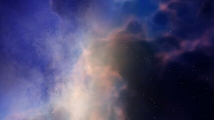 nebula gas cloud in deep outer space, colorful space background with stars, 3d render