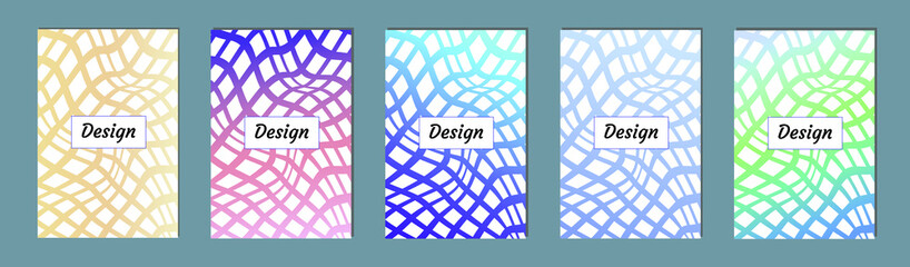 Fototapete - Set of modern abstract backgrounds with gradient linear waves. Simply geometric template for design